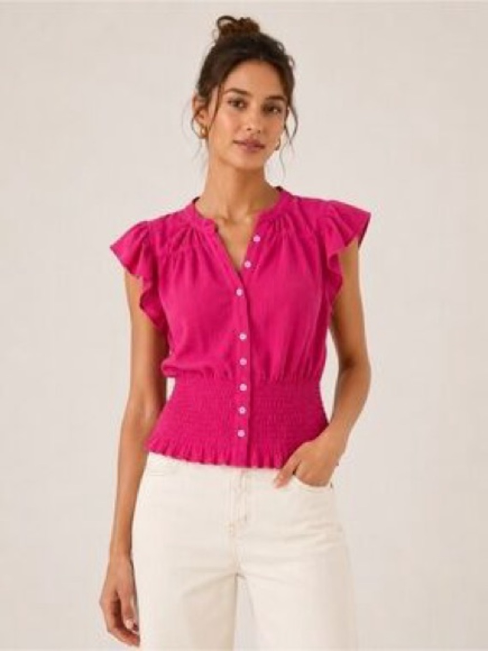 Anthropologie Maeve‎ Market Day Waisted Short-Sleeve Top